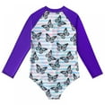 thumbnail image 2 of BULLPIANO Girls Long Sleeve Swimsuit One Piece Rash Guard Swimwear Quick Dry Kids Bathing Suits for Girls, Size 9-10 Years, 2 of 7