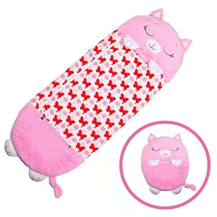 Large Animal Sleeping Bag for Happy Kids 2 in 1 Soft Fleece Cartoon Nap Pillow Suitable for Children's Fun Games and Camping. Kids Sleeping Bag with Pillow