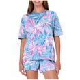 thumbnail image 2 of Dianli Loungewear Sleep Set Women's Casual Loose Printed Round Neck Short Sleeve Top With Shorts Cotton Blend Pajama Set Comfortable Home Lounge Comfy PJs, 2 of 7