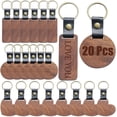 thumbnail image 1 of HAHDAXIA 20 Pack Wooden Keychain Blanks Wood Engraving Blanks Key Chain Unfinished Rectangle Round Wood Key Tags with Leather Strap Keyring for DIY Gift Craft Supplies, 1 of 7