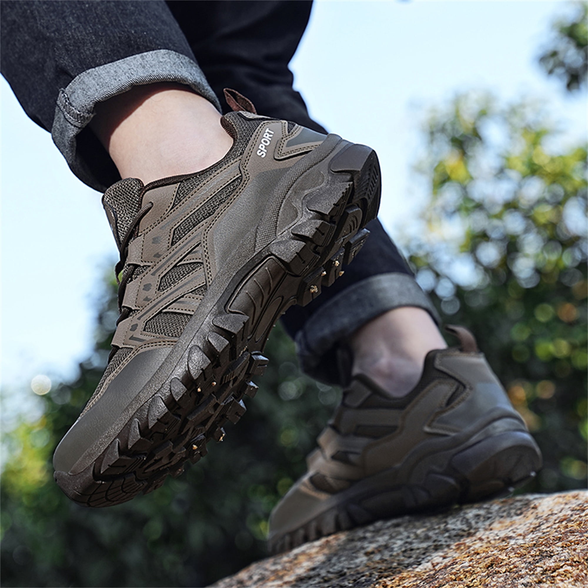 LASUDRAA Unisex Non-Slip Breathable Hiking Shoes for Men Women, Outdoor Trekking Trail Sneakers for Camping Walking