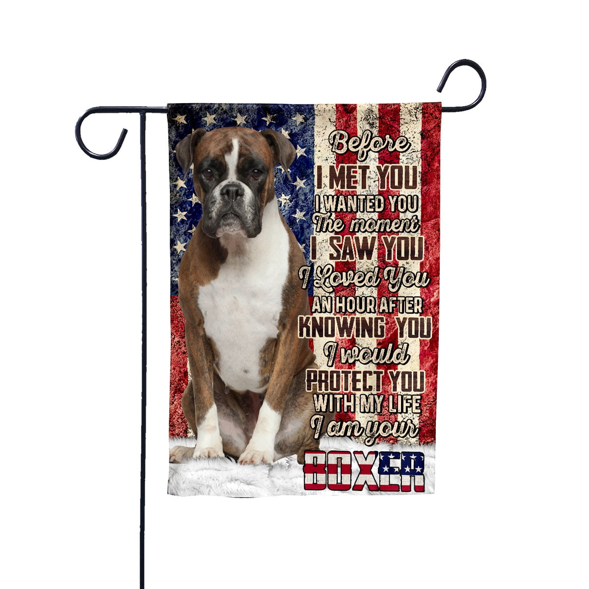 American Flag I Am Your Boxer Dog Flag Proud Garden Flag, Double-Sided Decorative Outdoor Flag, Patriotic Polyester Yard Flag 12 x 18 in