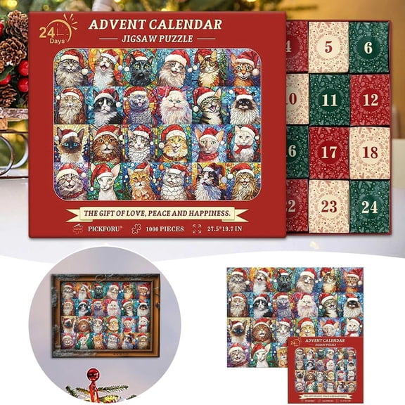 Advent Puzzle, Puzzle Advent Calendars 2025, Dog Pattern Christmas Jigsaw Puzzles For Adults 1000 Pieces, Dog Lovers Gift