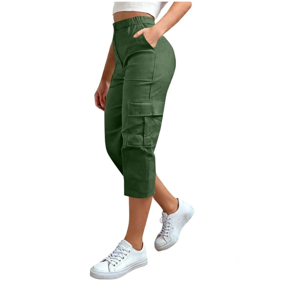 Sawvnm Cargo Pants Fashion Women Plus Size Drawstring Casual Solid Elastic Waist Pocket Loose Pants Great Gifts for Less Pnats for Women