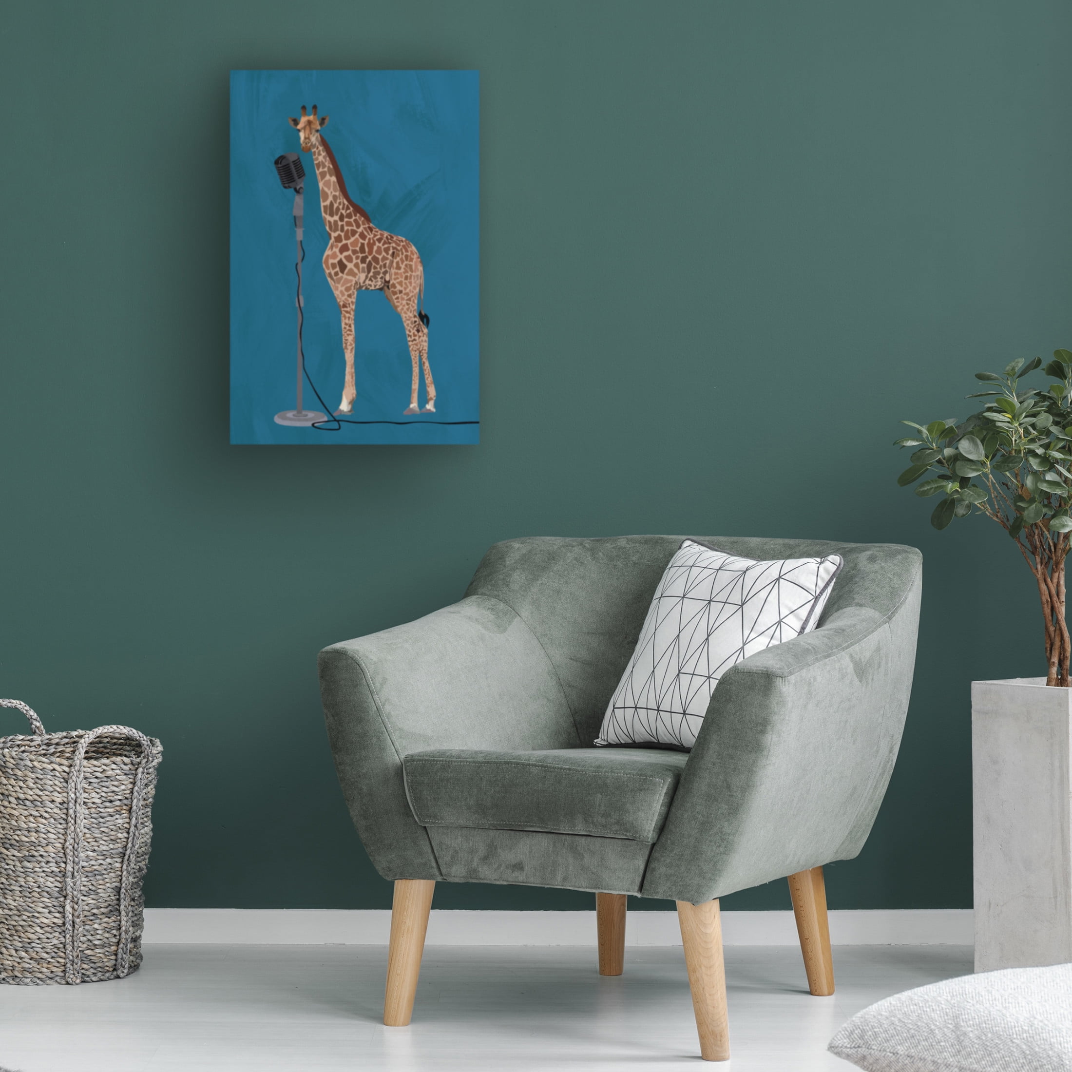 Trademark Fine Art Sarah Manovski  Giraffe Microphone Pink 2 01 Canvas Wall Art