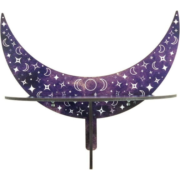 Standish House Handmade 3 Moon Shelf for Stones and Crystal Display - Small Wood Accent Altar Shelf with Stars - Crescent Moon Phase Wall Decor - Enchanting Crystal Display Shelf - Gothic Home Décor