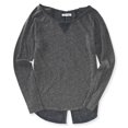 thumbnail image 1 of Aeropostale - Camiseta con adornos suaves en la espalda tejida para mujer, gris, pequeña, 1 of 2