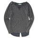 thumbnail image 1 of Aeropostale - Camiseta con adornos suaves en la espalda tejida para mujer, gris, pequeña, 1 of 2