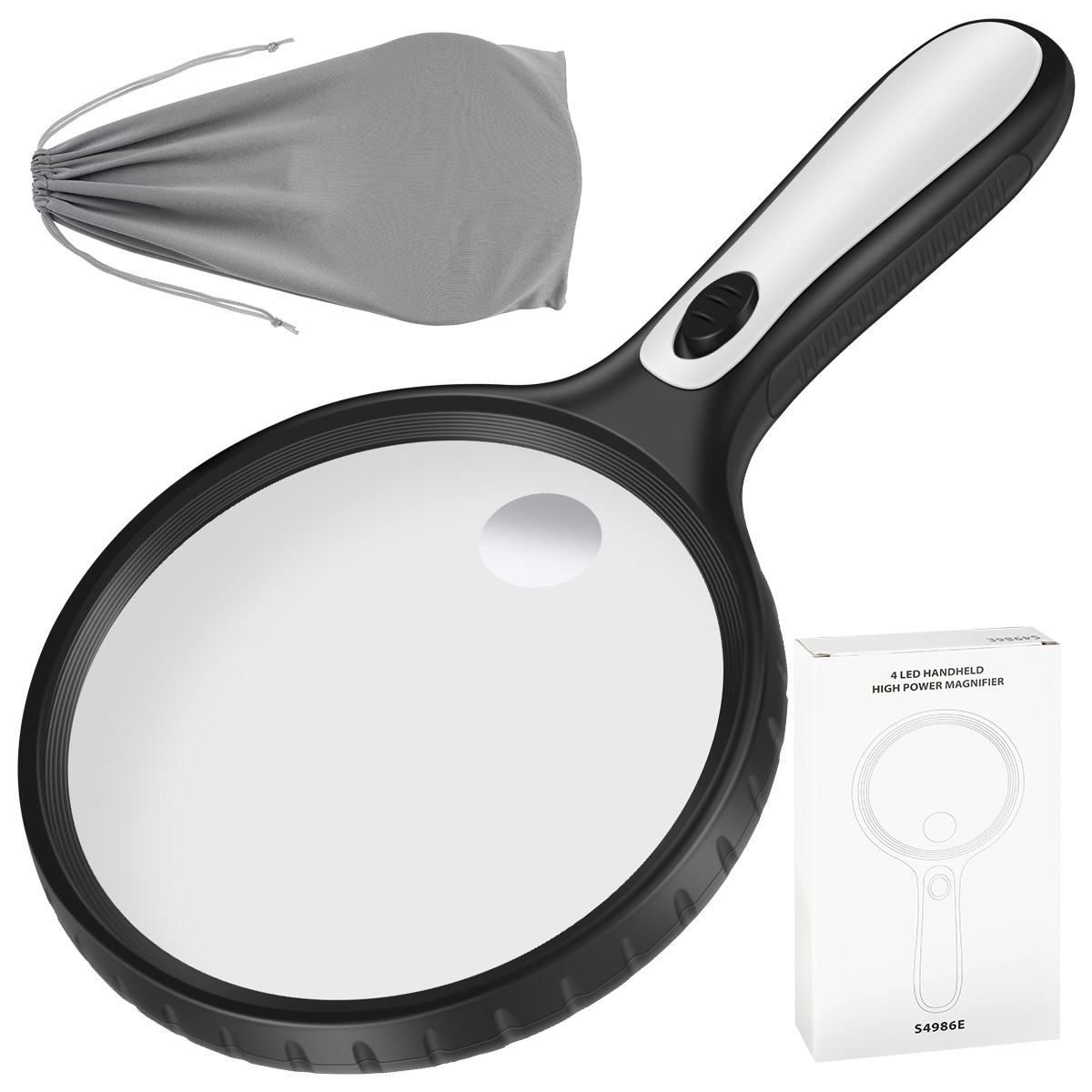 Hands DIY Magnifying Glass with Light 5X 15X Magnifying Glass 4 LEDs