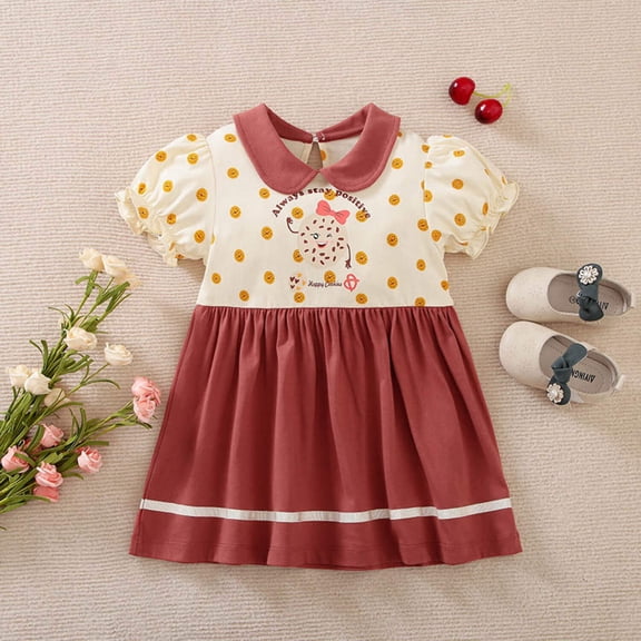 Adorable Toddler Dress With Collar - Stay Positive Cookie Design, Soft Cotton, Polka Dot Fun
