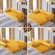 Modern 3-Person Convertible Sleeper Sofa Bed, 4-in-1 loveseat Sleeper, Comfy Removable Floor Couch for Living Room with Detachable and Washable Fabric