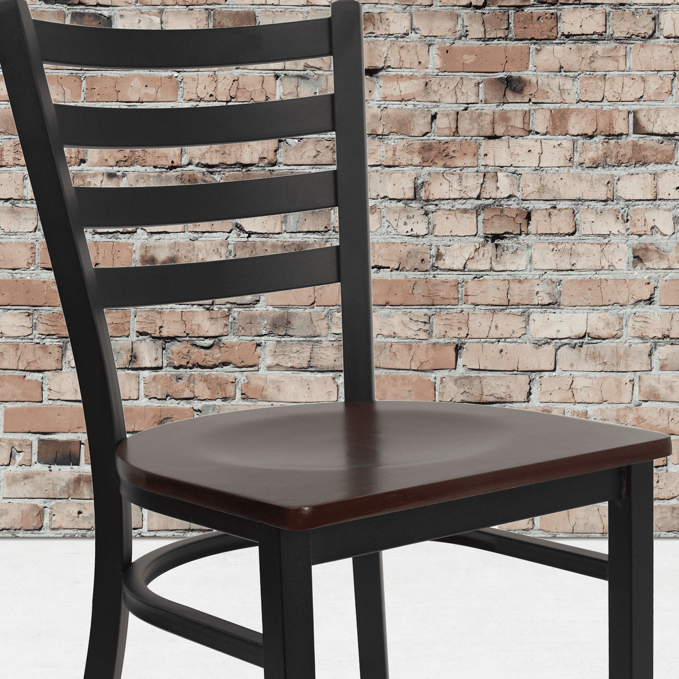 Mahogany Wood Seat/Black Metal Frame