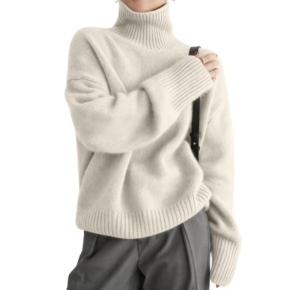Misright Women's Turtleneck Sweater, Long Sleeve Knit Pullover with Soft Warm Design for Winter