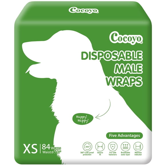 Envoltorios desechables para perros machos COCOYO, extra pequeños, 84 unidades