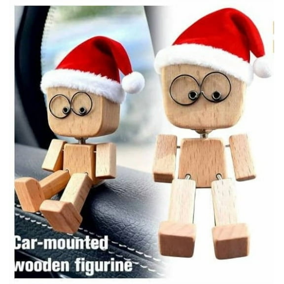 Luoshdecor Christmas Wooden Man,Tabletop Decoration,Christmas Gift,Cute Wooden Figurine with Magnetic Face 2 in