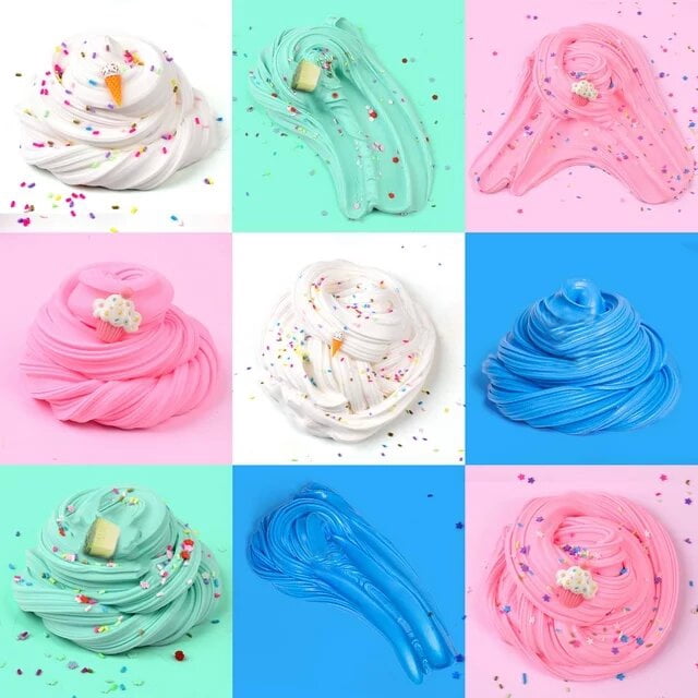 Yuxava Kit Slime 6 Pièces Fluffy - Butter Slime & Clear Slime Parfumés Pour Enfants, Thème Rose