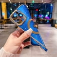 thumbnail image 4 of Compatible with iPhone 12 Pro Max Magnetic Case，Glitter Case with Love Heart, Luxury Plating Cute Bling, Compatible with MagSafe,Clear Slim Shockproof Phone Cover for Women Girls.（Blue）, 4 of 13