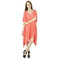 thumbnail image 3 of Bimba Women Asymmetrial Cotton Kaftan Peach Rayon Caftan With Pom-Pom Beach Coverup, 3 of 6