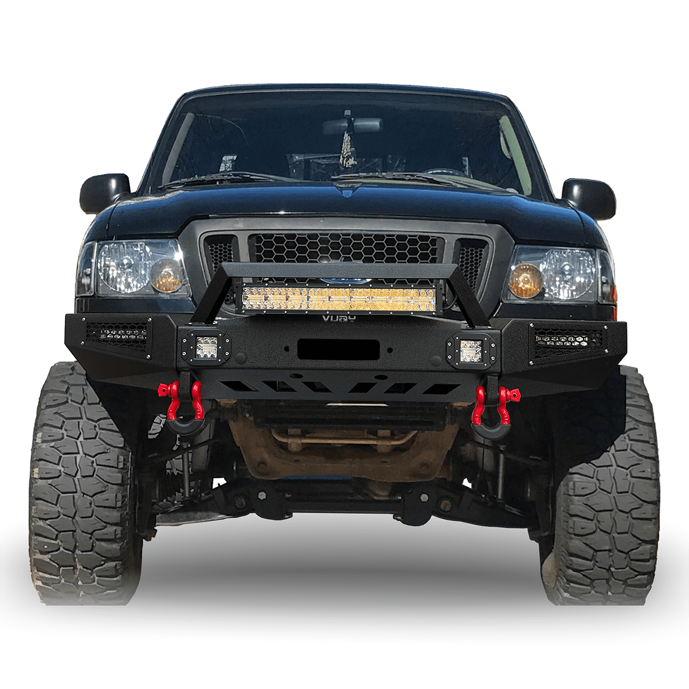 Ronghui For 1998-2011 Ford Ranger Steel Front Bumper W/Winch Plate & LED  Lights 