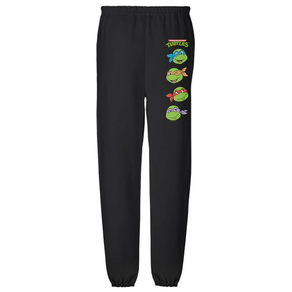 Teenage Mutant Ninja Turtles Logo and Brothers Unisex Jogger Sweatpants with Pockets for Men and Women, Black, 2X-Large