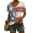 thumbnail image 4 of HEILAU 4th of July Shirts for Women Independence Day American Flag Graphic Tees Vintage Print Floral Casual V Neck T Shirt Patriotic T Shirts, 4 of 5