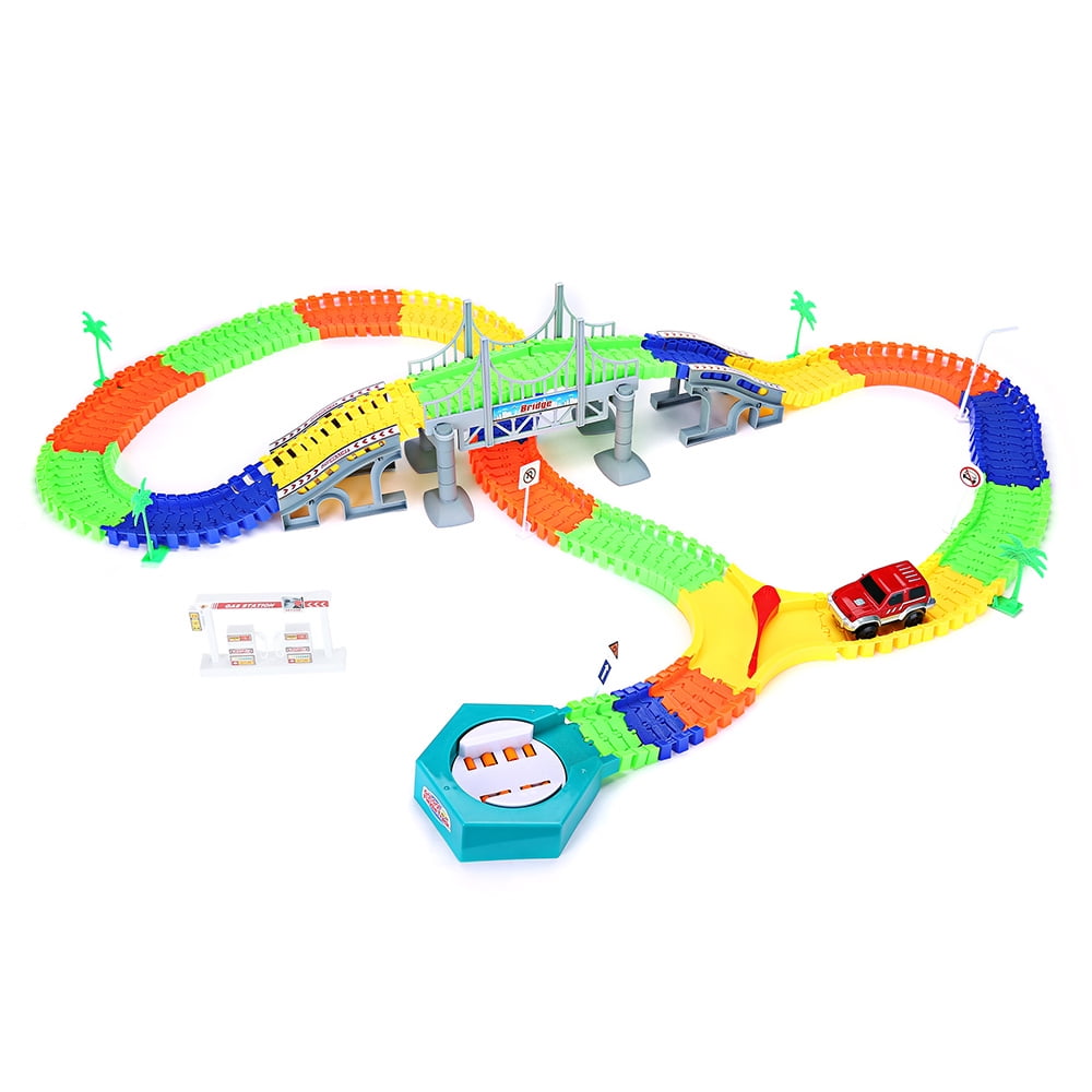 Kids Toy Electric Racing Car With Track Set,192PCS DIY Assembly