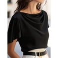 thumbnail image 6 of Women's Short Sleeve Cowl Neck Dressy Shirts Clothes Outfits Tops for Casual Summer Black S, 6 of 7