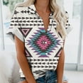 thumbnail image 4 of cocolona Womens 2024 Regular Shirts Fashion Casual Boho Print V Neck Button Short Sleeve Summer Tops on Clearance, 4 of 4