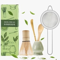 Matcha Whisk Set Matcha Maker Kit Accessories with Sifter Bamboo Whisk, Scoop, Ceramic Holder and Pestle, Handcrafted Matcha Making Kit Gift Set for Tea Lovers