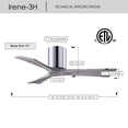 thumbnail image 6 of Matthews Fan Company IR3H-CR-BW-52 Irene 52" Polished Chrome Hugger Ceiling Fan with 3 Barn Wood Blades, Remote and Wall Control, Indoor/Outdoor Damp Rated, 6 of 6