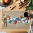 thumbnail image 2 of Blue Starfish Conch Placemats Set of 6, Ocean Coral Summer Beach Coastal Placemats for Dining Table, Place Mats for Kitchen Tabletop, Waterproof Wipeable Dining Table Mats Set, 2 of 9