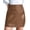 Brown(mgs015), variant on Women Basic High Waisted Mini Short Pencil Bodycon Faux Leather Skirt