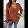 thumbnail image 4 of Suéter Informal de Punto con Cuello en V y Larga para Mujer, Talla Grande Color Naranja XXL, 4 of 10