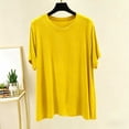 thumbnail image 2 of Annhoo Womens Oversized Pajama Tops Spring Plus Size Solid Color Crewneck Short Sleeves Blouse Casual Clothes, 2 of 5