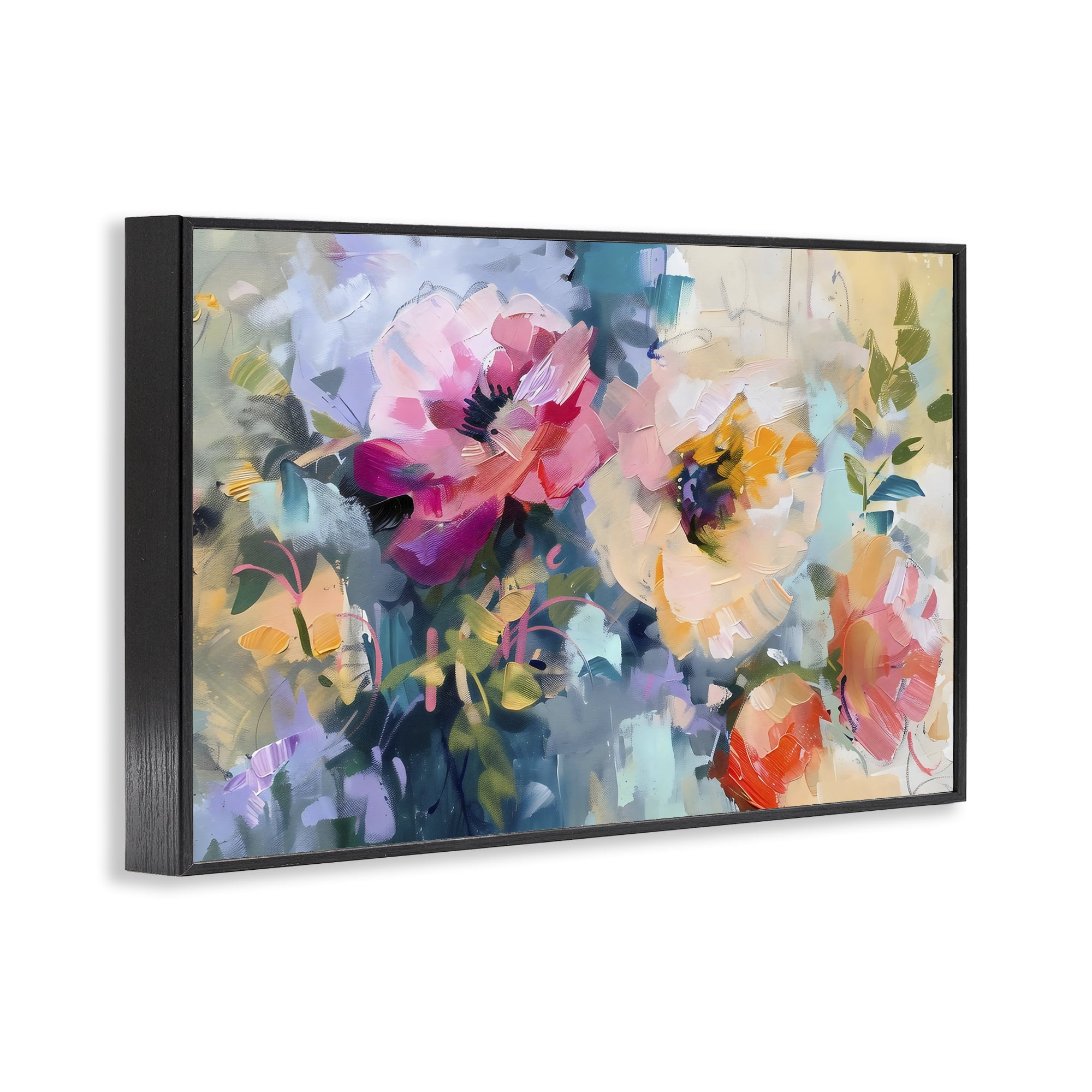 Stupell Industries Vibrant Florals Brushed Abstract Black Framed Giclee Art, design by Creative Studio