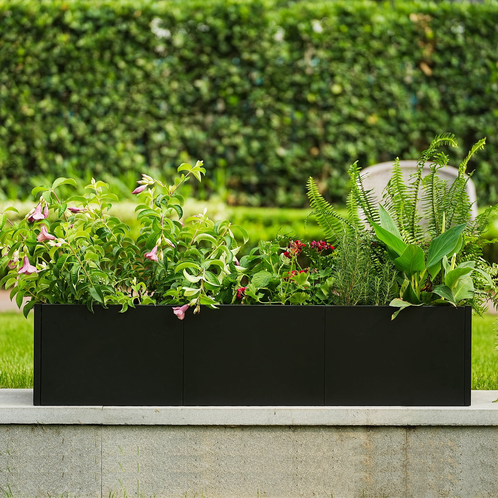 Extra Long Metal Planter Box with Drainage Holes，Home Outdoor Raised Garden Bed, Heavy Duty Steel Rectangular Planter