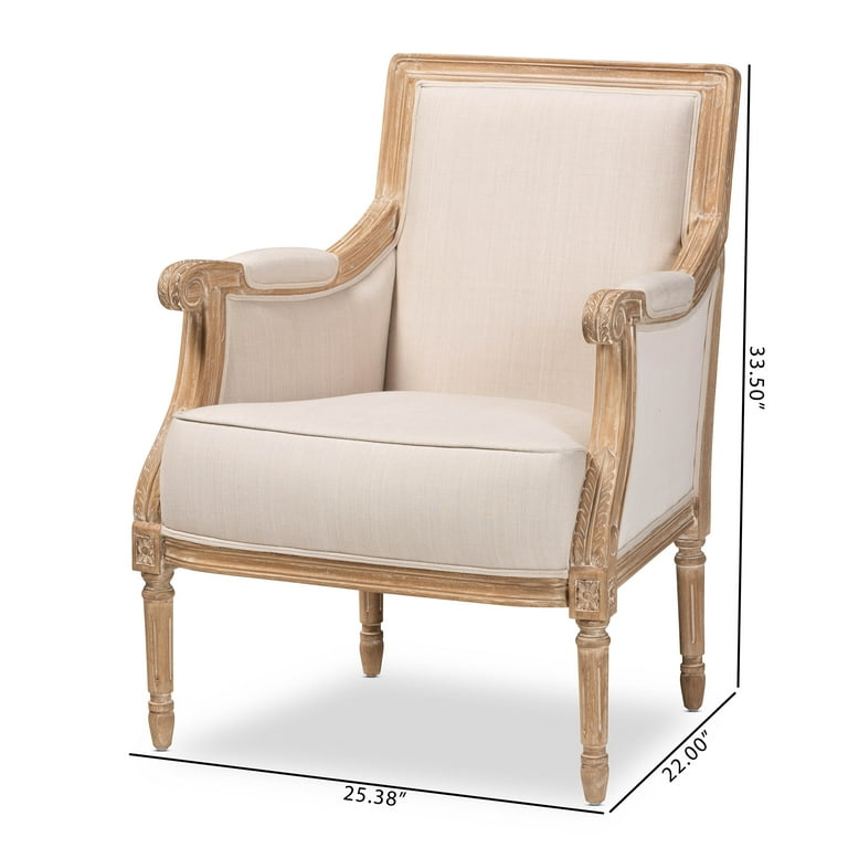 Baxton Studio Chavanon Wood & Light Beige Linen Traditional French Accent Chair Baxton Studio Chavanon Wood & Light Beige Linen Traditional French Accent Chair