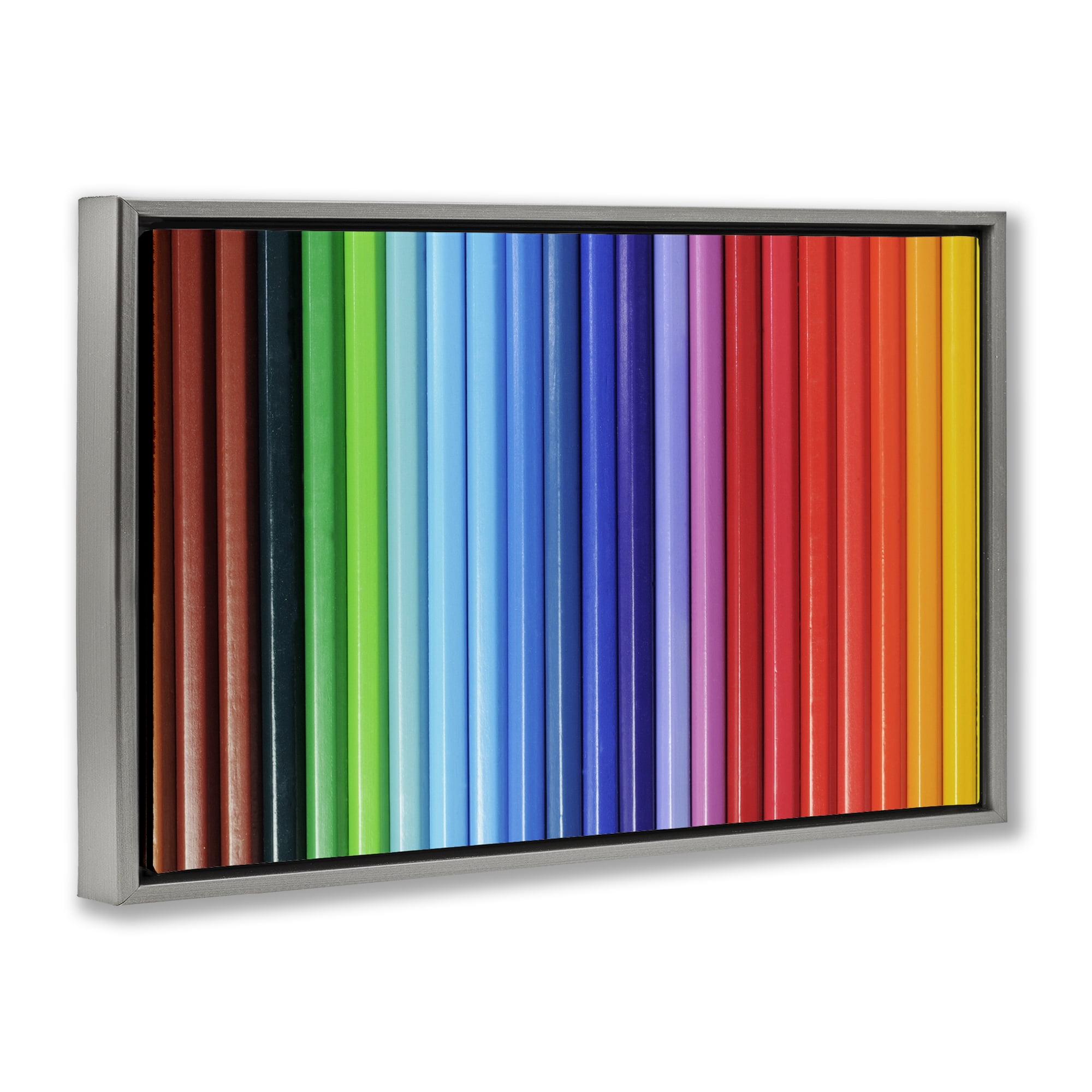 Stupell Industries Colored Pencil Lineup Gray Framed Floater Canvas Wall Art, design by Tom Quartermaine