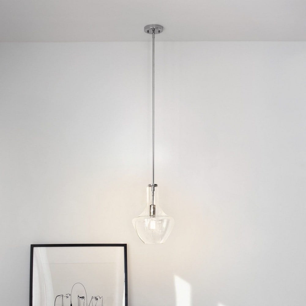 1 Light Contemporary Large Bell Shade Pendant Light Fixture with Clear Glass-Chrome Finish-Clear Glass Color Bailey Street Home 147-Bel-2611331