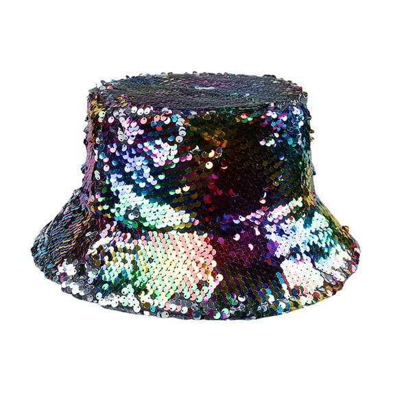Delayuji Bucket Hats for Men Hats for Men Colorful Sequined Bucket Hat Shiny All Fashion Cowboy Bucket Hat Bucket Hat One Size Pink
