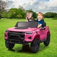 thumbnail image 6 of Garvee 24V 2 Seats Kids Ride On Truck Car, Toddlers Electric Car Toy, Battery Powered Ride On Toy with Remote Control, Handle, Battery Display, Back Storage, Soft Start, Led Lights, Mp3 Player, Pink, 6 of 6
