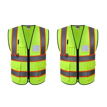 TELOLY Safety Vest with 5 Pocket,High-Visibility Reflective Strips Reflective Vest,Ergonomic 3D Cut Construction Vest