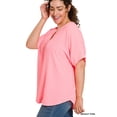 thumbnail image 3 of Zenana Women's & Plus Size Woven Airflow Split Neck Short Sleeve Top, 3 of 3