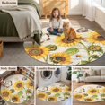 thumbnail image 5 of Yellow Sunflowers Round Area Rug 5Ft Washable Circle Rugs for Living Room Bedroom, Country Farm Butterfly Flower Light Beige Non-Slip Carpet Floor Mats Indoor Outdoor Carpet Runner Home Decor, 5 of 8