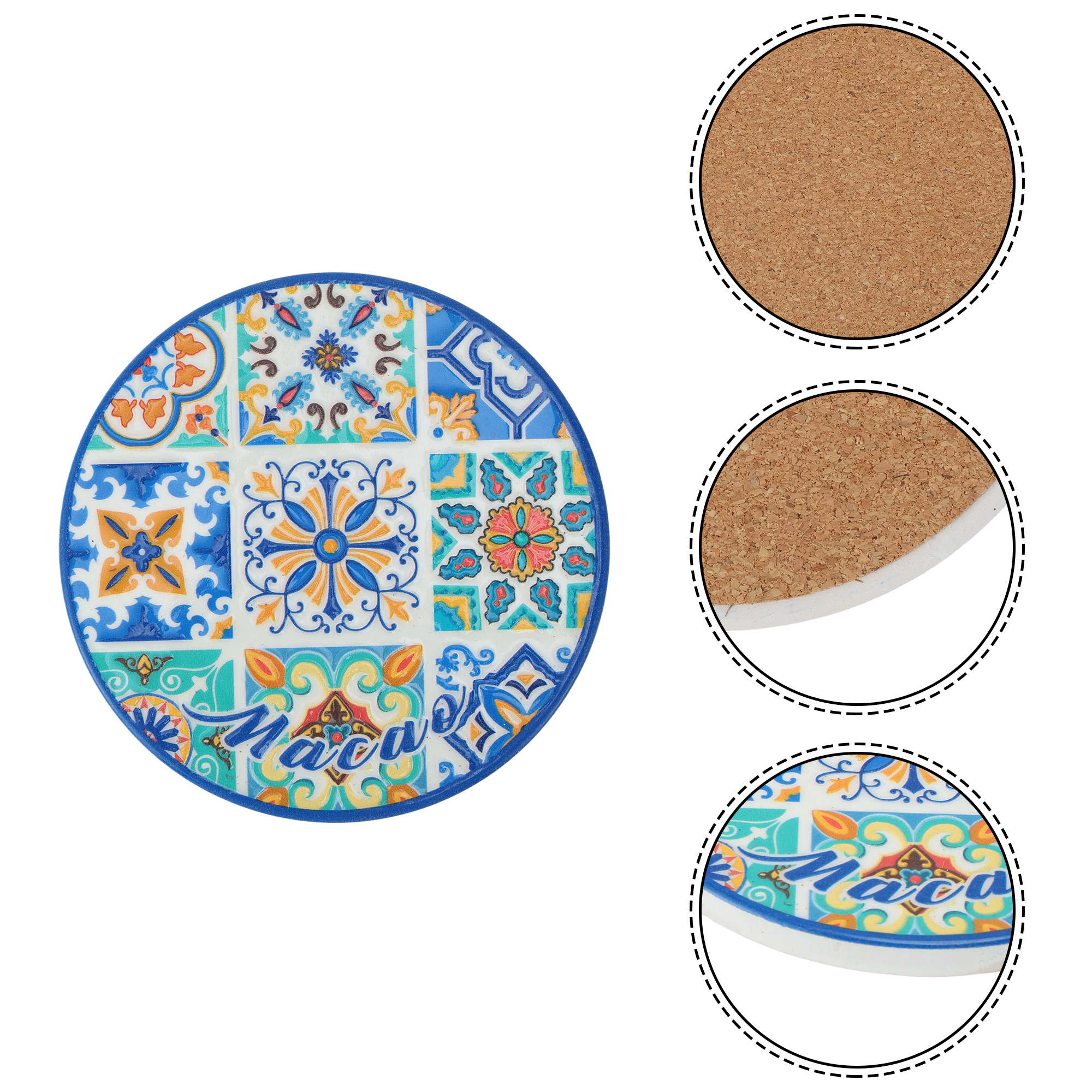 Unique Bargains Round Drink Coaster 1 Pc Ceramic Cork [Round Style A]