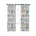 thumbnail image 7 of Teal Red Jellyfish Coastal Blackout Curtains for Bedroom, Vintage Beach Coral Starfish Nautical Thermal Insulated Kitchen Drapes with Grommets, Light Blocking Window Treatment, 2 Panels 52" x 63", 7 of 7