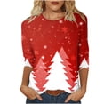 thumbnail image 2 of Pntutb Moda Mujer Chriatmas Impreso Camiseta 3/4 Mangas Blusa Cuello Redondo Casual tops Pntutb Pntutb-4054, 2 of 5