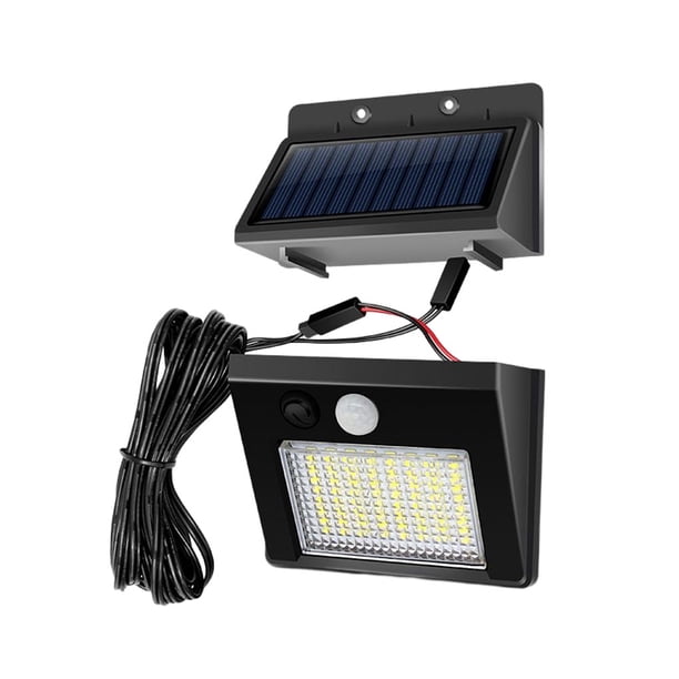 Methold Luz alimentada por energía Solar, 30 luces LED, lámpara de jardín a prueba de humedad, luz solar, Sensor de movimiento PIR, Suministros para perros 64LED Cable de extensión de 2.5 m