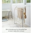 thumbnail image 3 of Yamazaki Home  Bath Towel Rack, Steel and Wood,  Holds towels up to 54" long, Holds 6.6 lbs - L 6.3 x W 28.35 x H  32.28 inches, 3 of 7