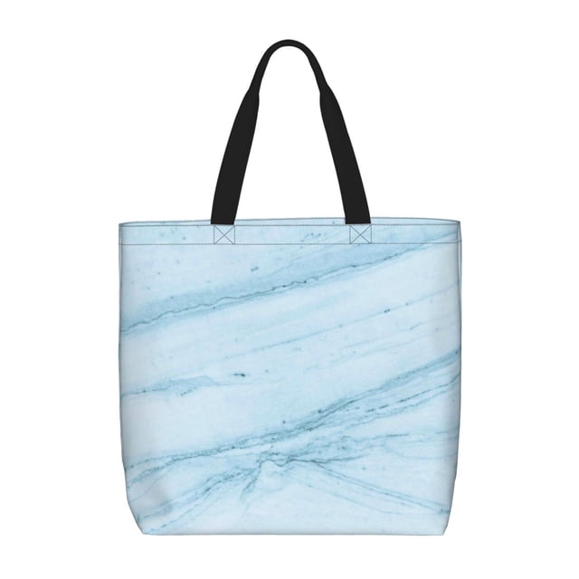 Fotbe Light Blue Marble Bolsa Tote con Estampado para Mujer, Bolsos con Cremallera, Bolsa de Hombro Casual de Gran Capacidad con Bolsillos Internos